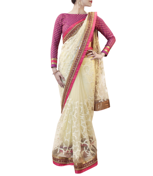 PISTA GREEN AND PURPLE SAREE