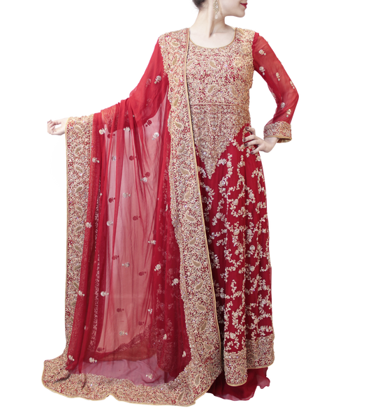 RED BRIDAL GOWN WITH PLAZO Sahil Exclusive