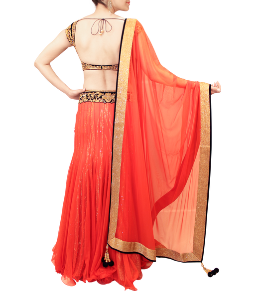 Orange And Black Lehenga Sahil Exclusive 