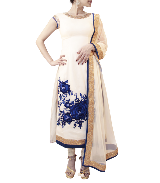 WHITE AND BLUE STRAIGHT CUT STYLE