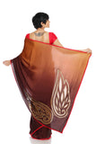 BROWN SHADED SAREE WITH CUT WORK WINGS ON PALLU