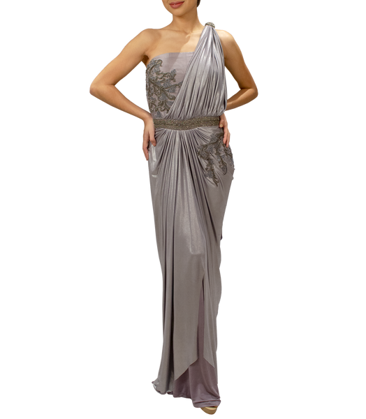 Strapless drape gown