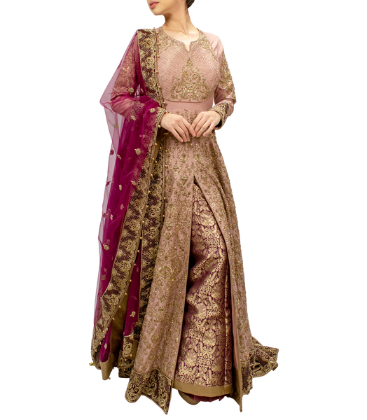 Stunning Plum and Rose Gold Bridal Lehenga