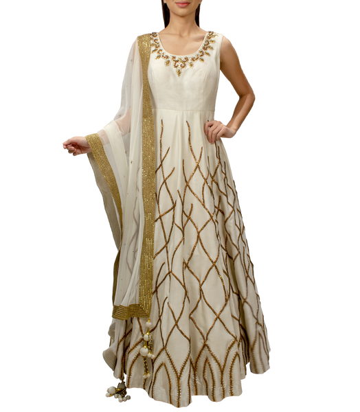 Off-white Anarkali Gown
