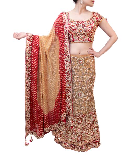 GOLD AND MAROON LEHENGA