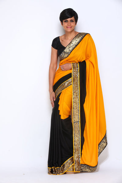 YELLOW SAREE WITH SEQUIN BORDER
