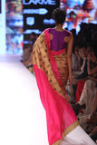 PINK AND BEIGE SAREE WITH ZARI BUTTIS