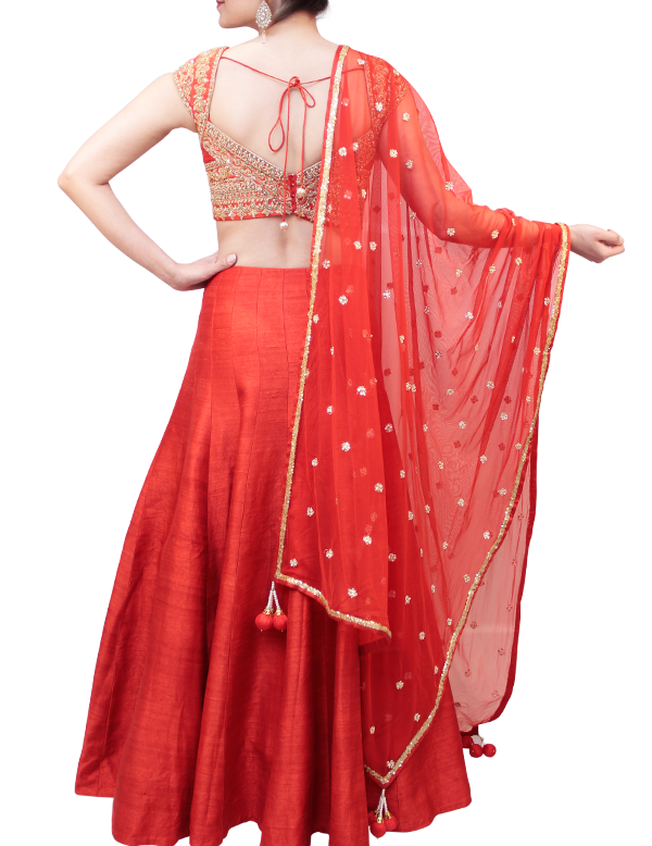 Embroidered Wedding Lehenga Choli in Pink Satin - LC7306