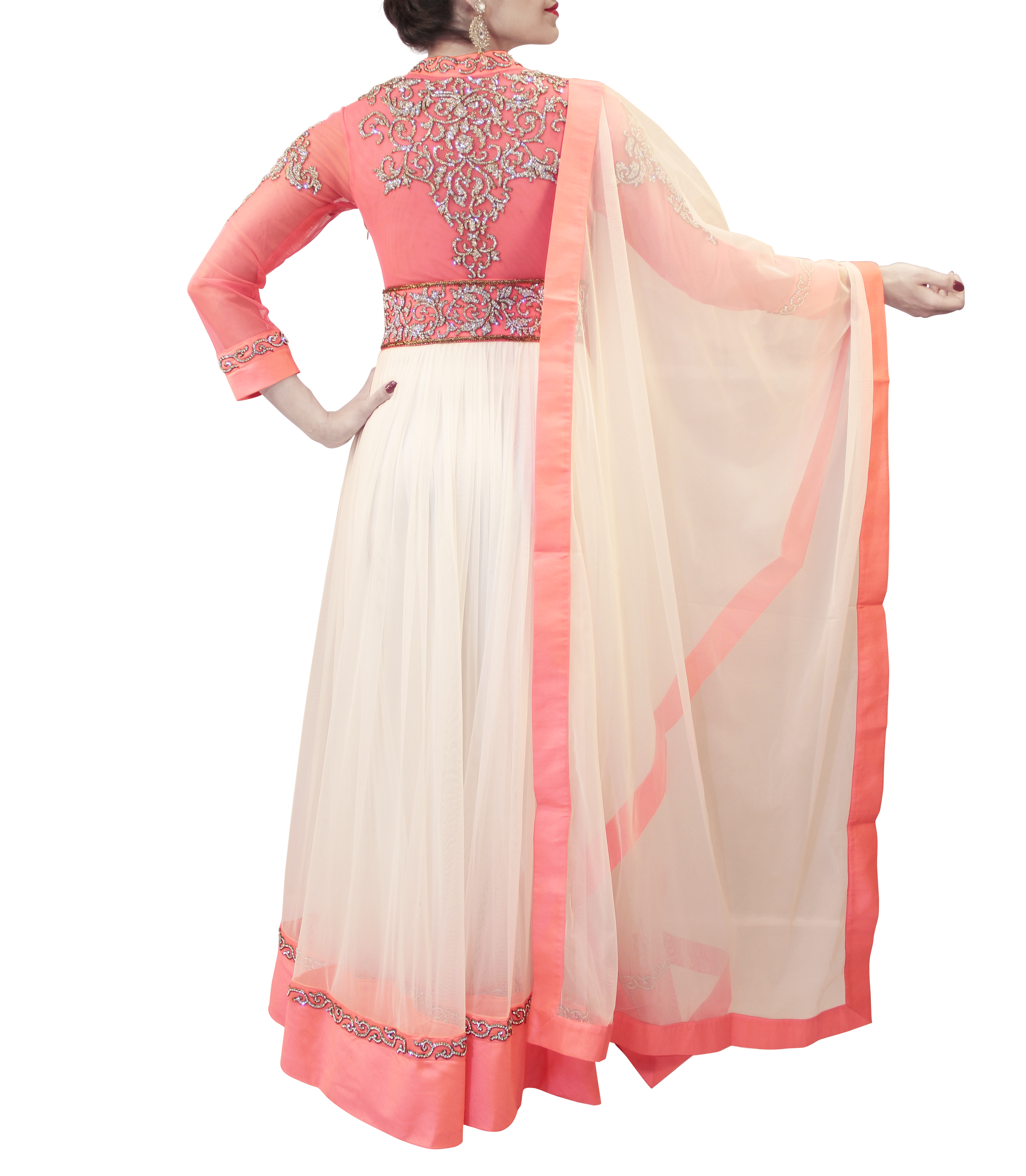 white pink anarkali dress Buy Printed Pure Cotton Anarkali Suit in White Online : KMQS146