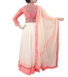 WHITE AND PINK HEAVY ANARKALI