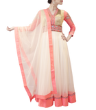 WHITE AND PINK HEAVY ANARKALI