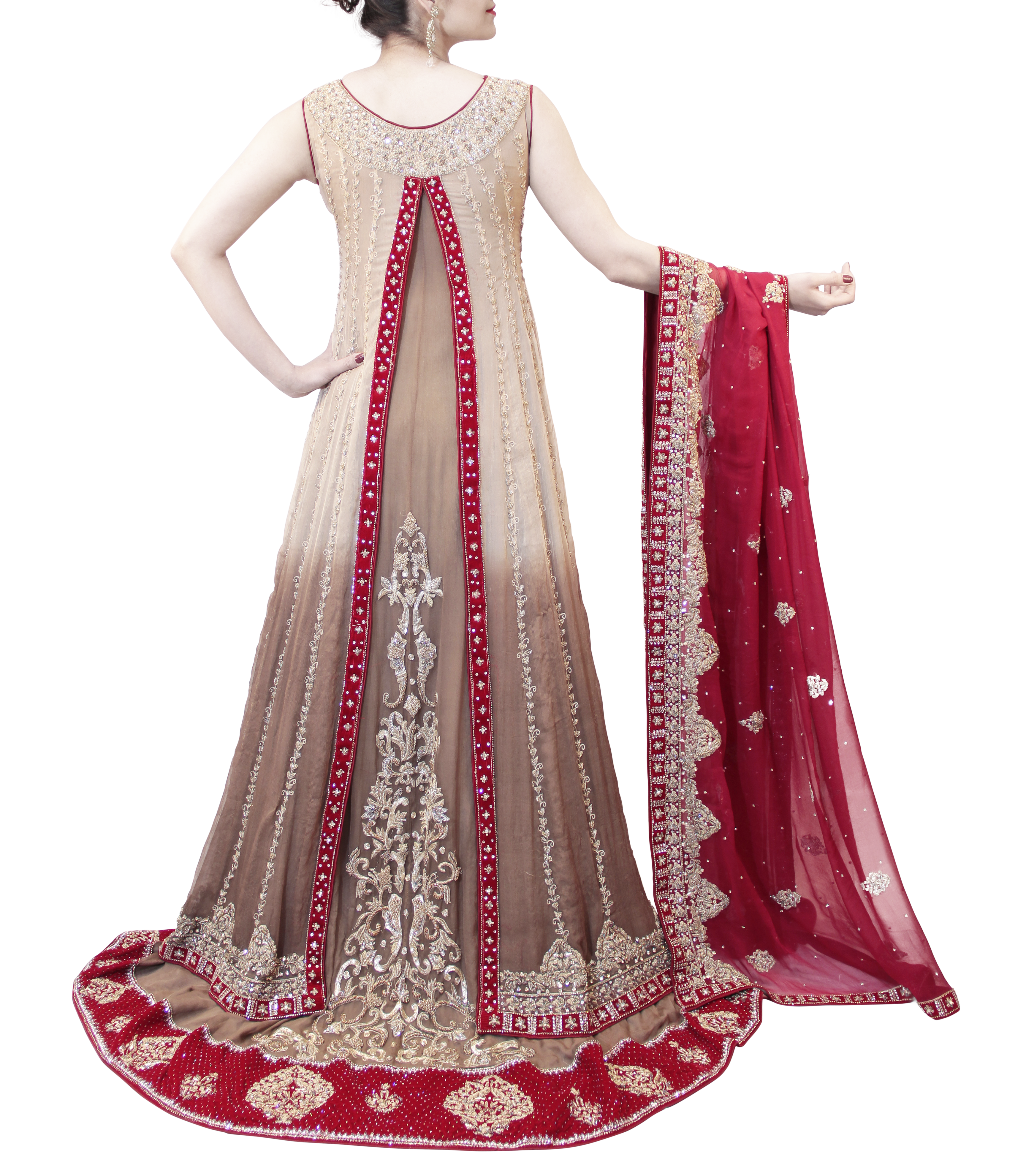 SHADED CREAM AND MAROON GOWN – Sahil Exclusive