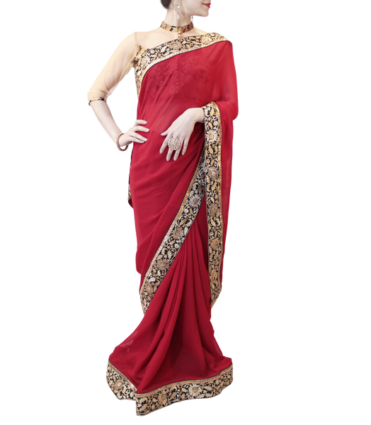 RED AND GOLD SAREE