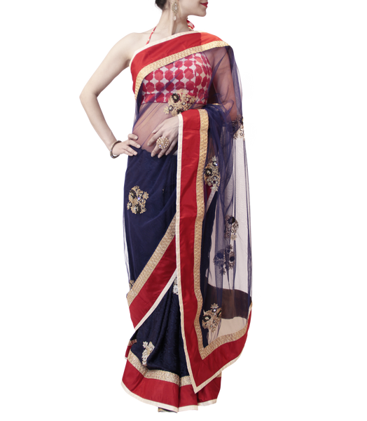 BLUE AND RED SAREE
