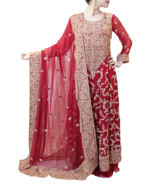 RED BRIDAL GOWN WITH PLAZO