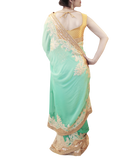 TURQUOISE AND GOLD SAREE