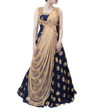 BLUE AND SHIMMER GOLD GOWN