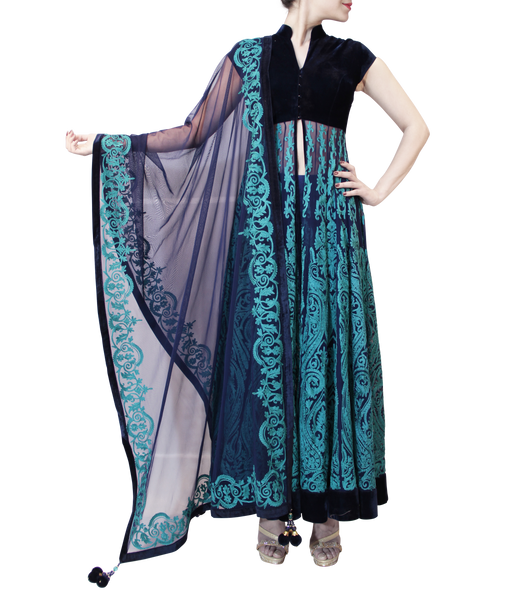 TEAL AND NAVY BLUE HEAVY ANARKALIS
