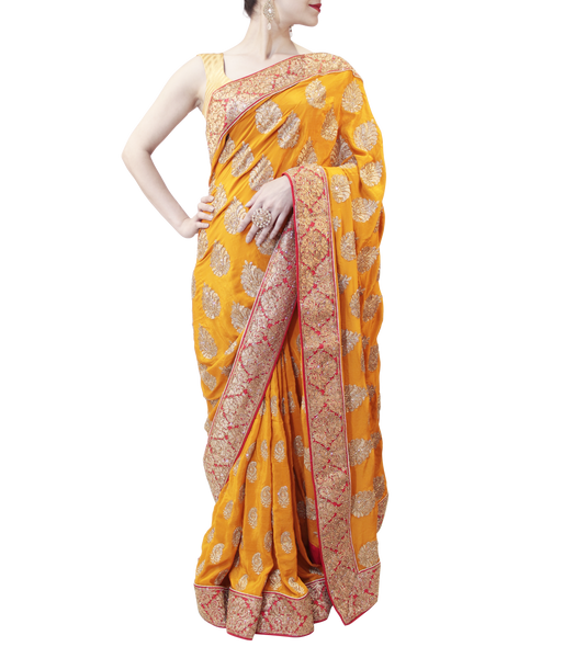 YELLOW AND RED SAREE