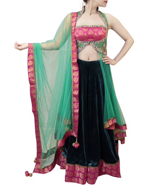 TEAL, PINK AND GOLD LACHA STYLE
