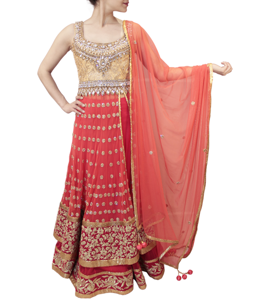 PEACH AND PINK LACHA STYLE
