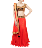 ORANGE AND BLACK LEHENGA