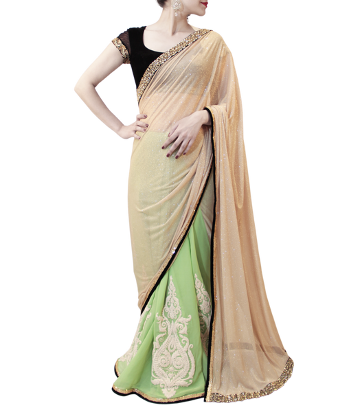 OLIVE GREEN AND BLACK SAREE