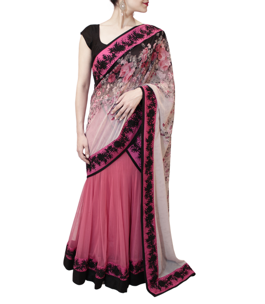 Printed multi color soft silk lehenga choli with black blouse lowest price  at Rs 750 | डिज़ाइनर लहंगा चोली in Surat | ID: 27603773397