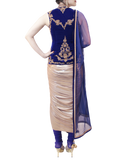 ROYAL BLUE AND GOLD DHOTI STYLE