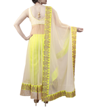 LIME GREEN AND OFF WHITE HEAVY ANARKALI