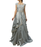Metalic Grey Drape Gown