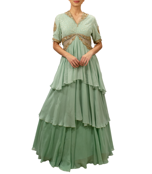 Mint green layered Gown