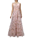 Pink floral patch gown