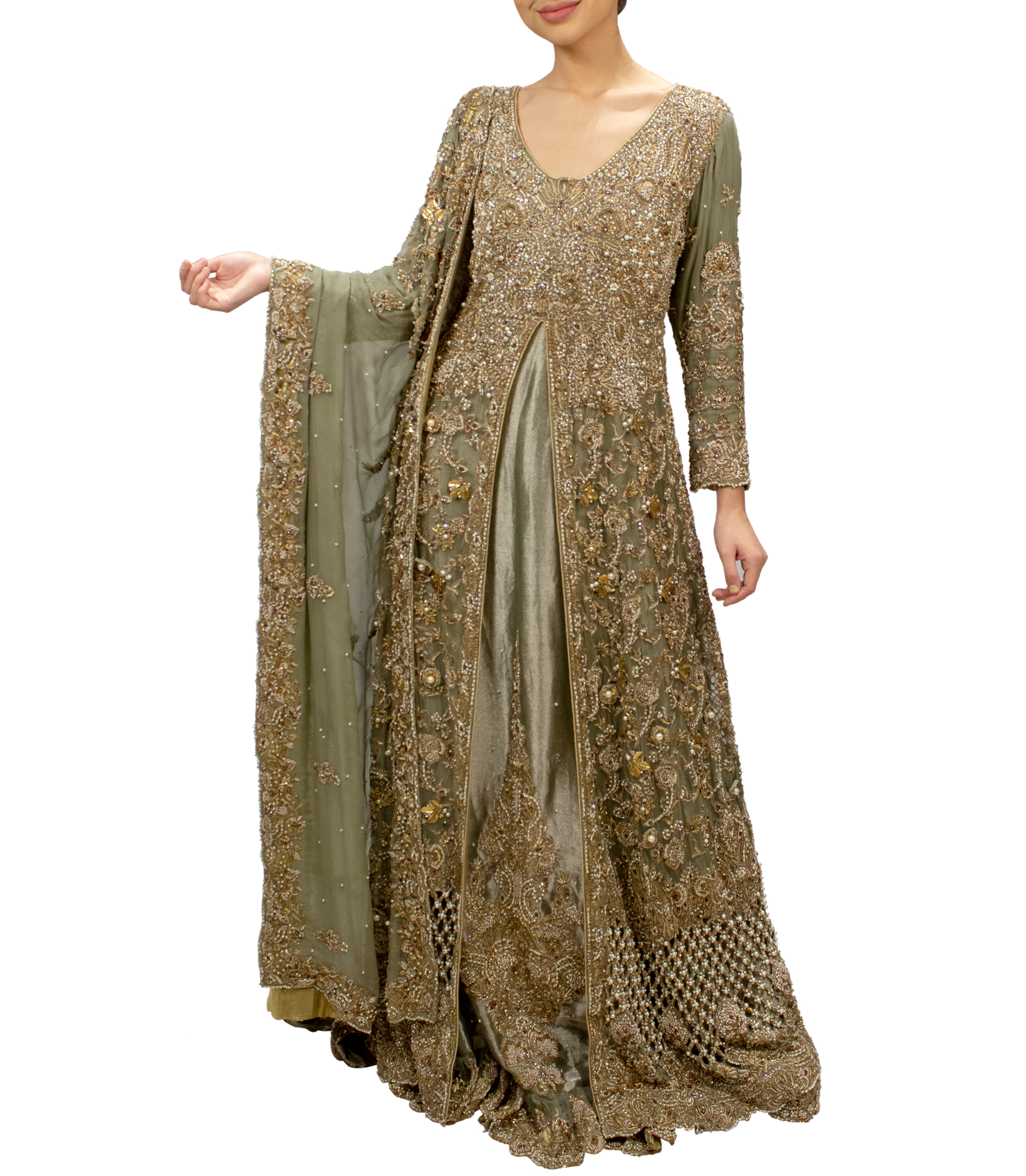 Olive Green Pakistani Bridal lehenga Sahil Exclusive Olive Green Pakistani Bridal lehenga Sahil Exclusive