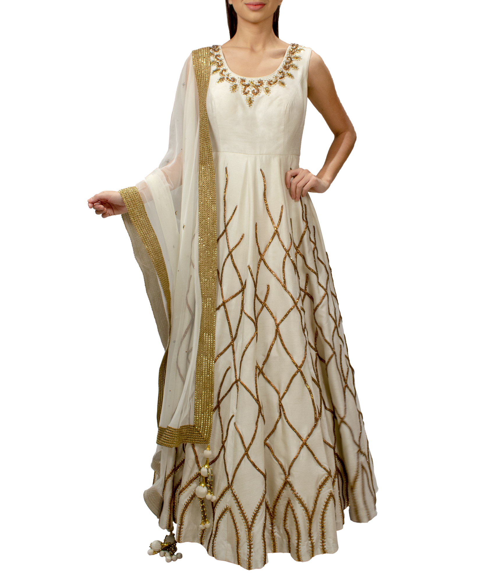 2183 Amrita Rao's off white anarkali gown – Shama's Collection