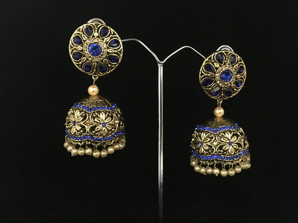 Royal Blue and gold earrings