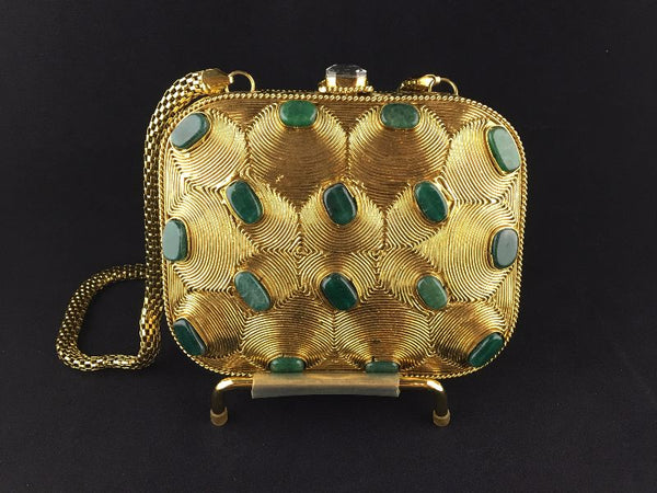 Emerald Green and Gold clutch