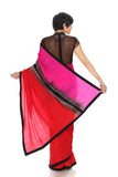 PINK AND RED SAREE WITH SEQUIN HAND EMBROIDERY