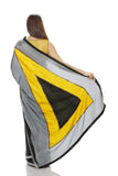 GREY AND BLACK SAREE WITH A GEOMETRIC PATCH ON PALLU